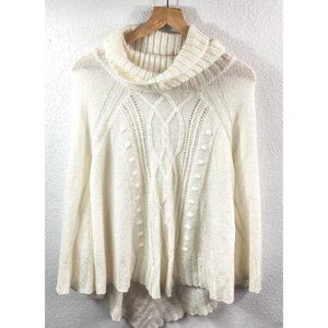 H&M Pullover Women's Cable Knit Shawl Poncho Sweater Beige One Size